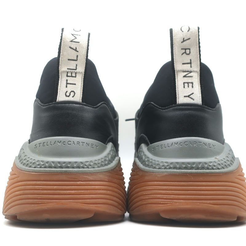 Stella McCartney Eclypse Low Top Sneakers Black Faux Leather Size 41