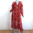 Zimmermann Ruffled Midi Dress Corsair Red Floral Print Chiffon Size 2