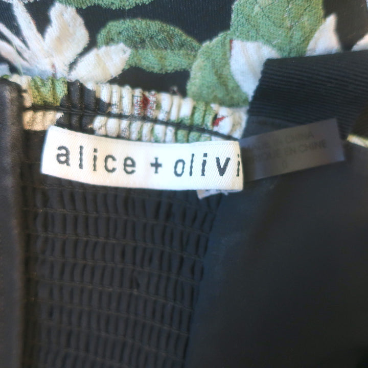 Alice + Olivia Maryann Tie-Shoulder Floral Jacquard Mini Dress Size 0