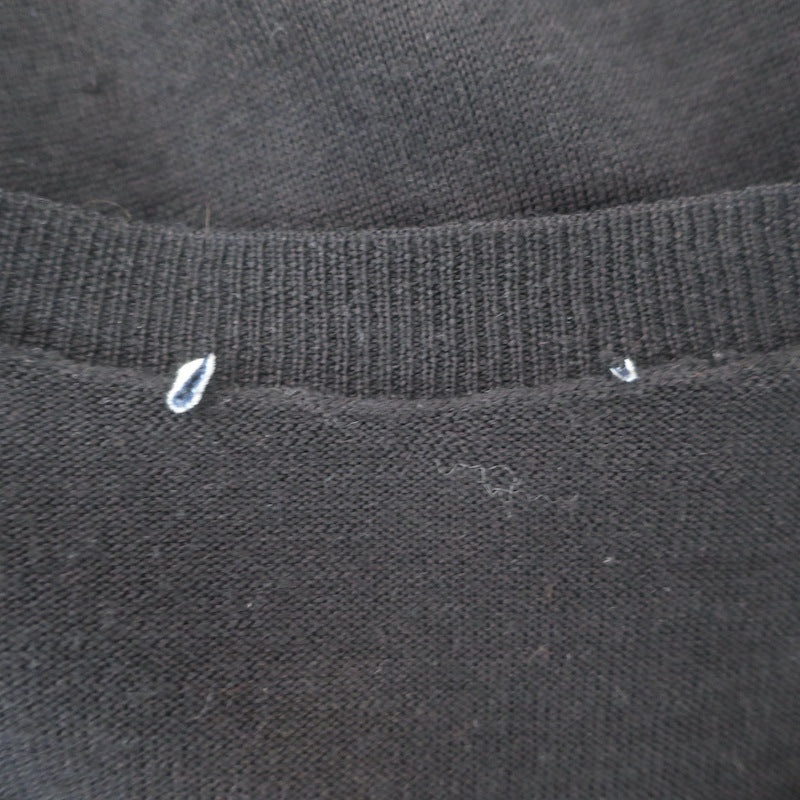 Moncler Maglione Tricot Pleated-Hem Cardigan Black Velvet-Trim Wool Size Small