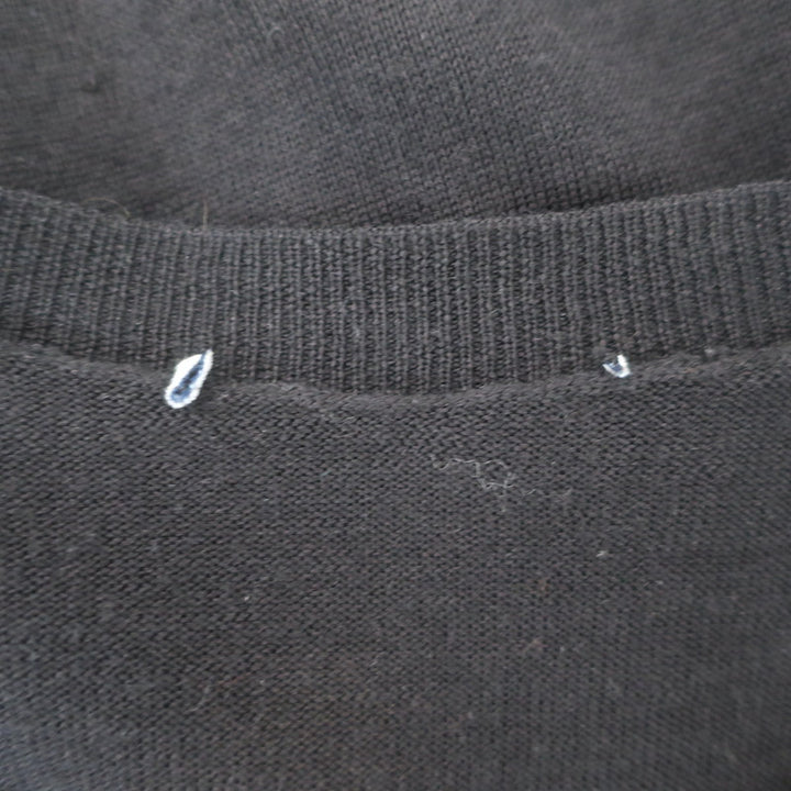 Moncler Maglione Tricot Pleated-Hem Cardigan Black Velvet-Trim Wool Size Small
