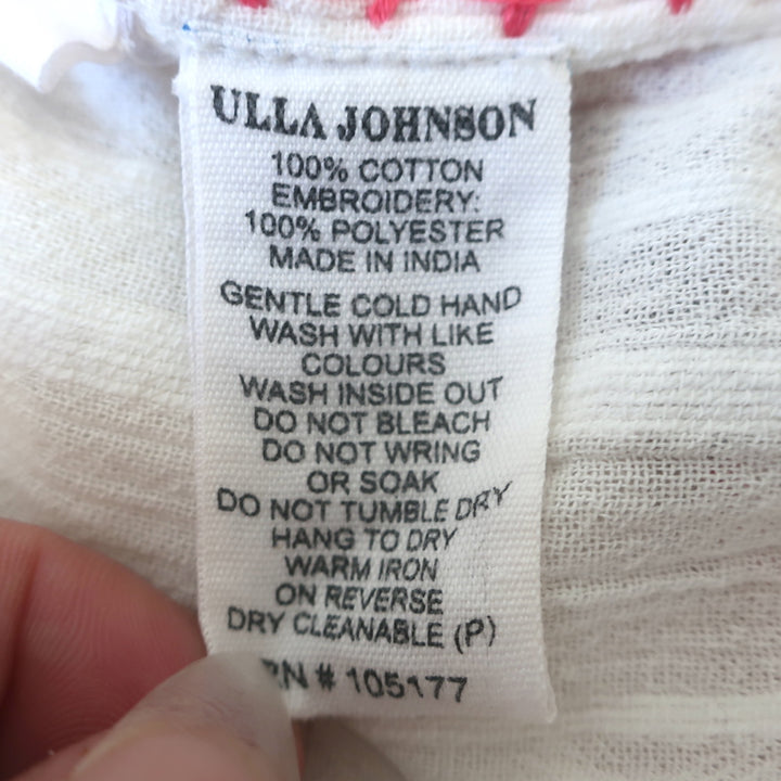 Ulla Johnson Filia Floral-Embroidered Maxi Dress Cream Cotton Size 4 NEW