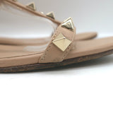 Valentino Rockstud Gladiator Sandals Poudre Leather Size 38 Ankle Strap Flats