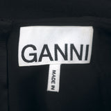 GANNI Blouse Black Stretch Crepe Size 36 Blouson Sleeve Top