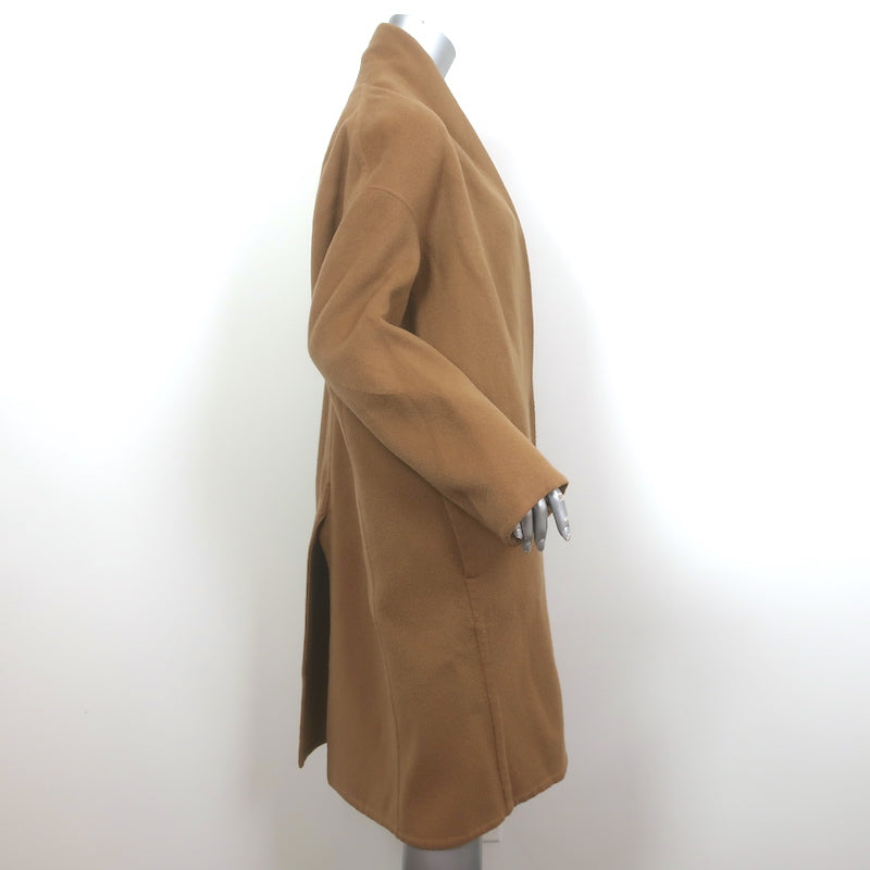 Vince High Collar V-Neck Coat Camel Wool-Blend Size Medium