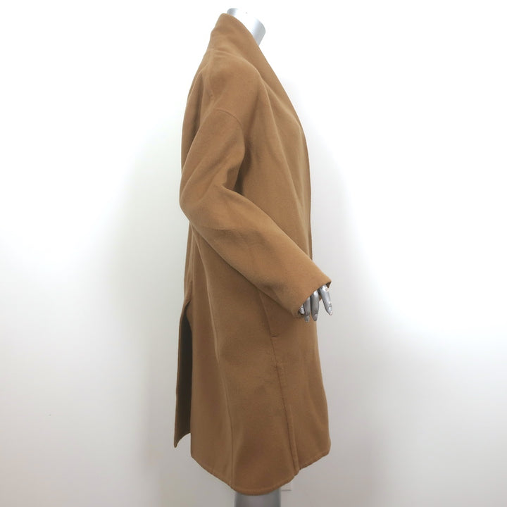 Vince High Collar V-Neck Coat Camel Wool-Blend Size Medium