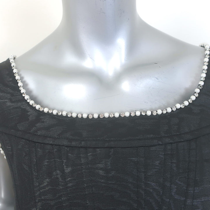 Alice + Olivia Guinevere Pearl &amp; Crystal-Embellished Mini Dress Black Size 2