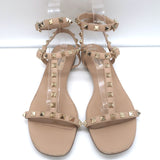 Valentino Rockstud Gladiator Sandals Poudre Leather Size 38 Ankle Strap Flats