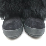 Prada Linea Rossa Fold-Over Shearling Boots Black Suede Size 35