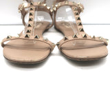 Valentino Rockstud Gladiator Sandals Poudre Leather Size 38 Ankle Strap Flats