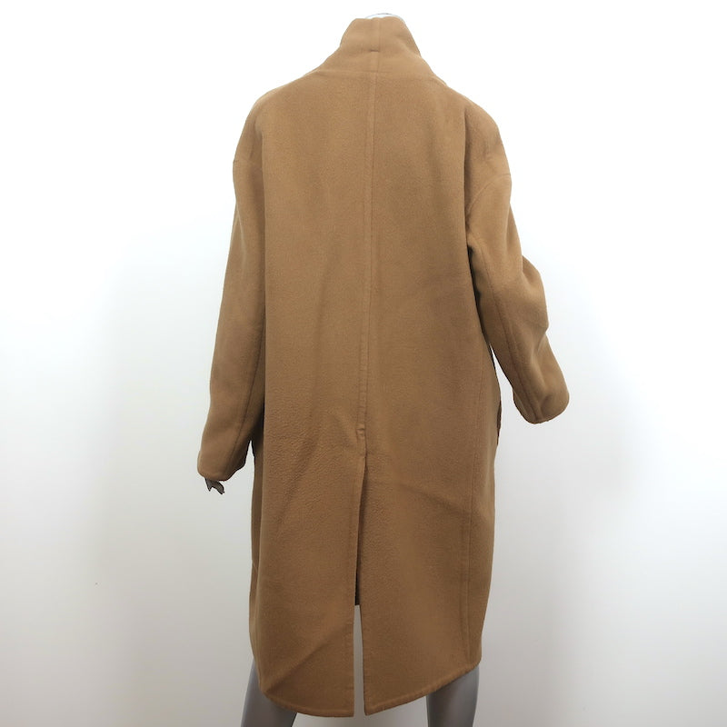 Vince High Collar V-Neck Coat Camel Wool-Blend Size Medium