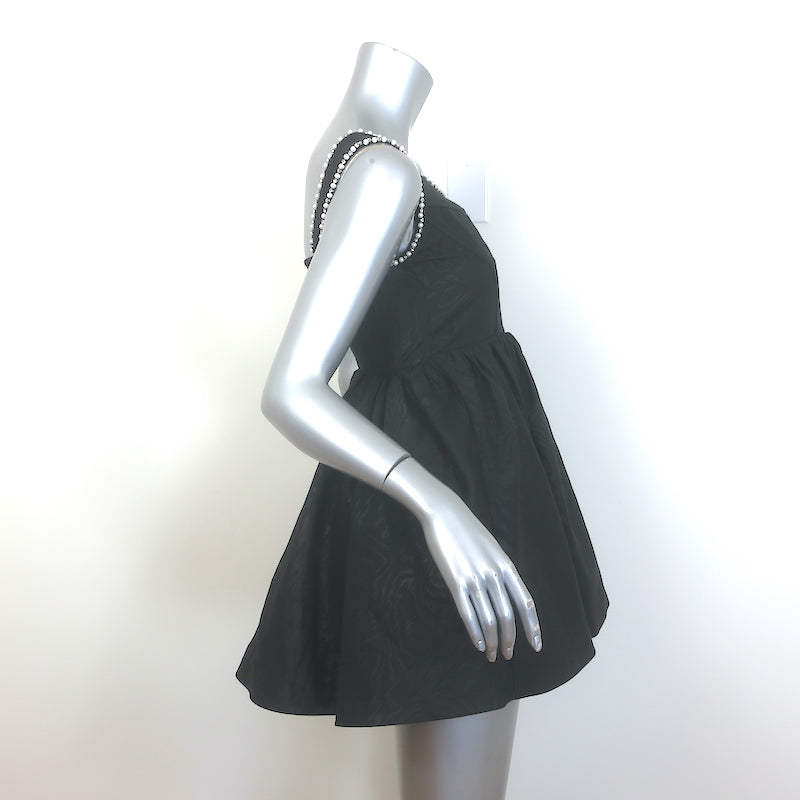 Alice + Olivia Guinevere Pearl &amp; Crystal-Embellished Mini Dress Black Size 2