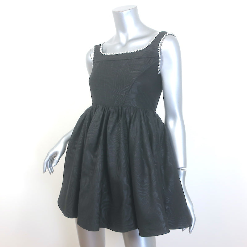 Alice + Olivia Guinevere Pearl &amp; Crystal-Embellished Mini Dress Black Size 2