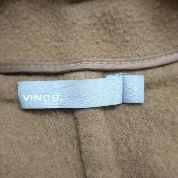 Vince High Collar V-Neck Coat Camel Wool-Blend Size Medium