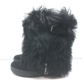 Prada Linea Rossa Fold-Over Shearling Boots Black Suede Size 35