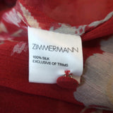Zimmermann Ruffled Midi Dress Corsair Red Floral Print Chiffon Size 2