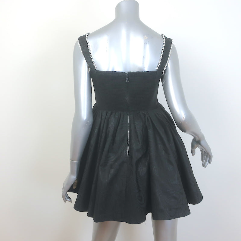 Alice + Olivia Guinevere Pearl &amp; Crystal-Embellished Mini Dress Black Size 2