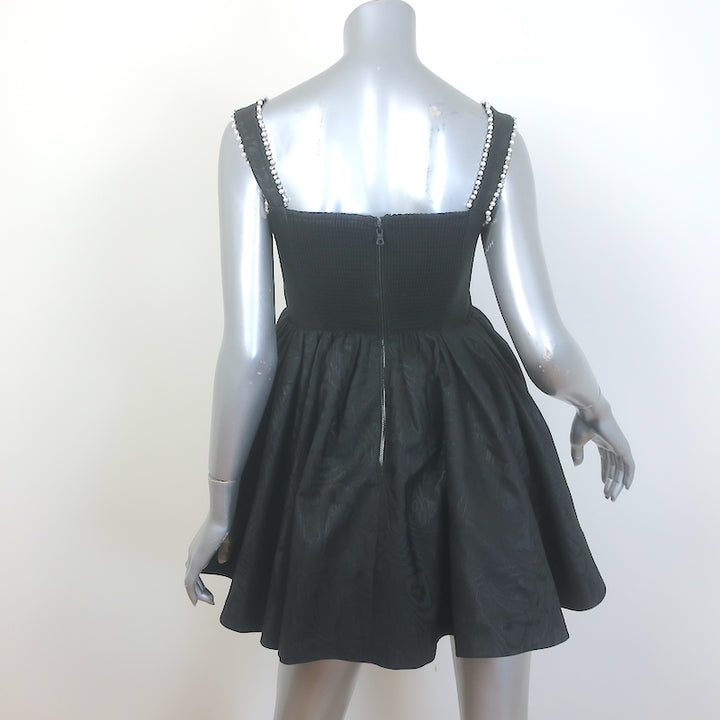 Alice + Olivia Guinevere Pearl &amp; Crystal-Embellished Mini Dress Black Size 2