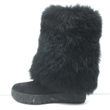 Prada Linea Rossa Fold-Over Shearling Boots Black Suede Size 35