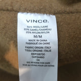 Vince High Collar V-Neck Coat Camel Wool-Blend Size Medium
