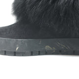 Prada Linea Rossa Fold-Over Shearling Boots Black Suede Size 35