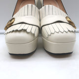 Gucci GG Marmont Fringe Platform Loafer Pumps Cream Leather Size 36 NEW