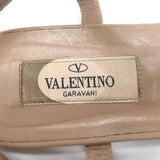 Valentino Rockstud Gladiator Sandals Poudre Leather Size 38 Ankle Strap Flats