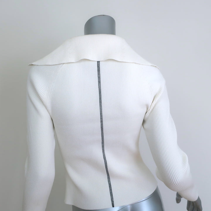 Jonathan Simkhai Beckie Collared Sweater Cream Ribbed Knit Size Small