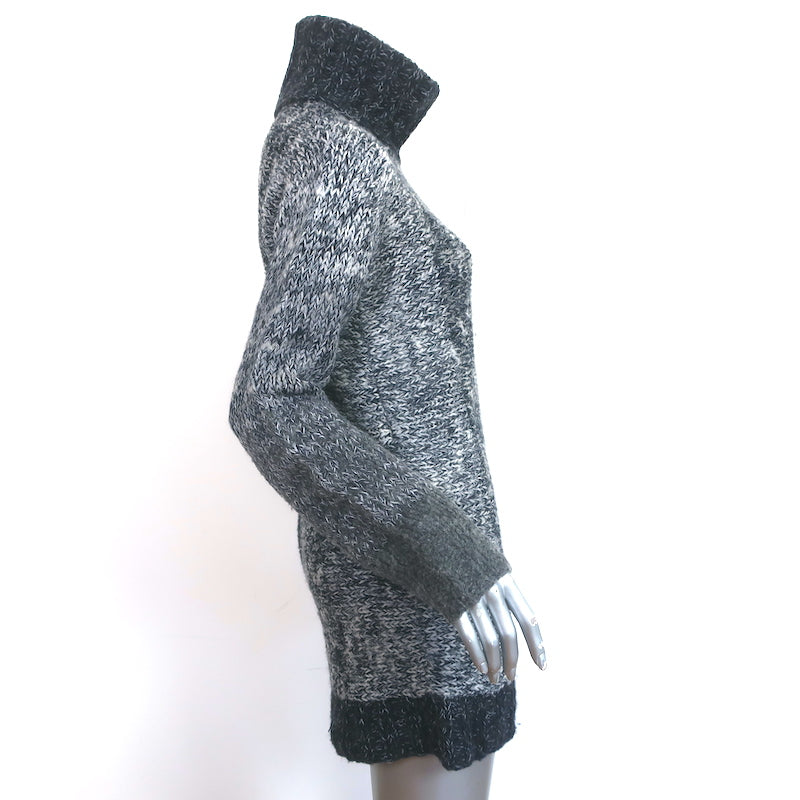 TSE Turtleneck Sweater Dress Gray Wool-Blend Colorblock Knit Size Medium