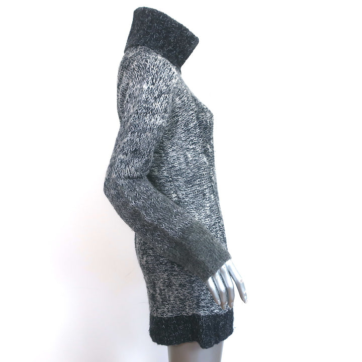TSE Turtleneck Sweater Dress Gray Wool-Blend Colorblock Knit Size Medium