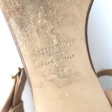 Valentino Rockstud Gladiator Sandals Poudre Leather Size 38 Ankle Strap Flats