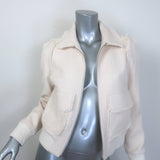 ME+EM Tweed Bomber Jacket Cream Stretch Cotton Size US 2