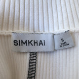 Jonathan Simkhai Beckie Collared Sweater Cream Ribbed Knit Size Small