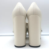 Gucci GG Marmont Fringe Platform Loafer Pumps Cream Leather Size 36 NEW