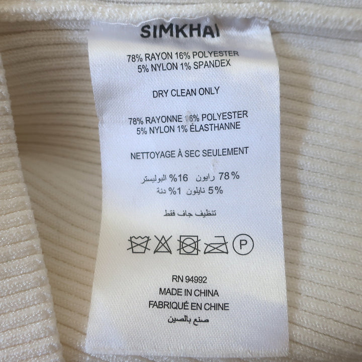 Jonathan Simkhai Beckie Collared Sweater Cream Ribbed Knit Size Small