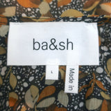 Ba&sh Samanta Ruffled Maxi Dress Brown Leaf Print Georgette Size Large