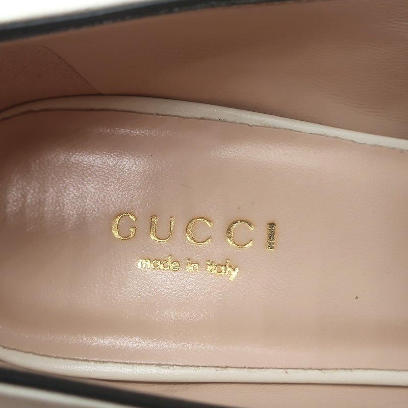 Gucci GG Marmont Fringe Platform Loafer Pumps Cream Leather Size 36 NEW