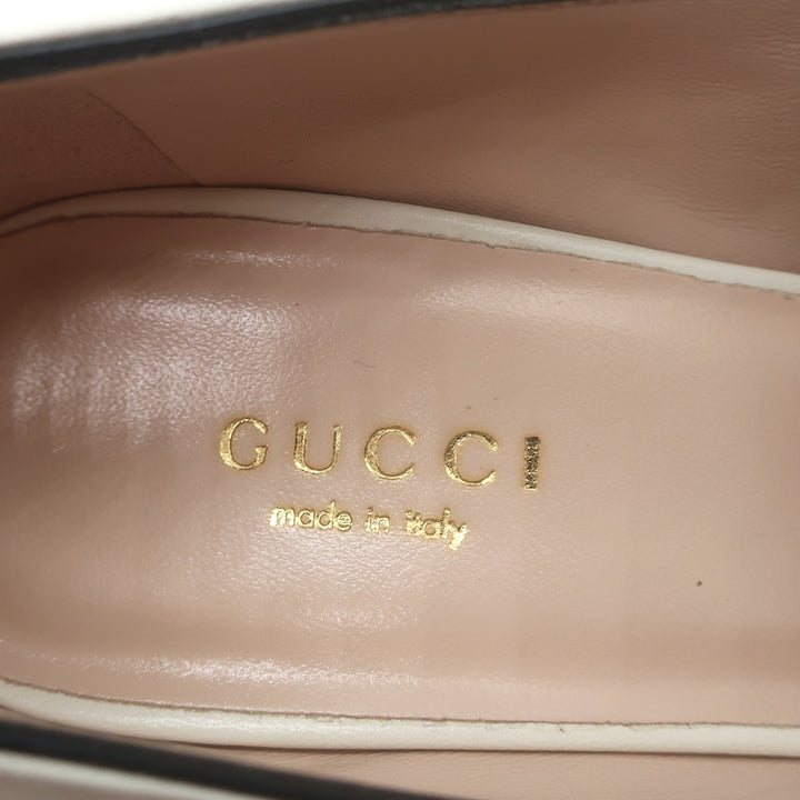 Gucci GG Marmont Fringe Platform Loafer Pumps Cream Leather Size 36 NEW