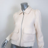 ME+EM Tweed Bomber Jacket Cream Stretch Cotton Size US 2