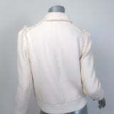 ME+EM Tweed Bomber Jacket Cream Stretch Cotton Size US 2