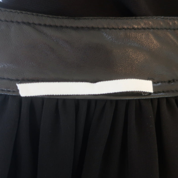 Rosetta Getty Blouson-Sleeve Jacket Black Leather-Trim Stretch Crepe Size 2