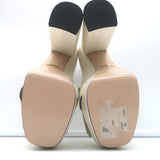Gucci GG Marmont Fringe Platform Loafer Pumps Cream Leather Size 36 NEW