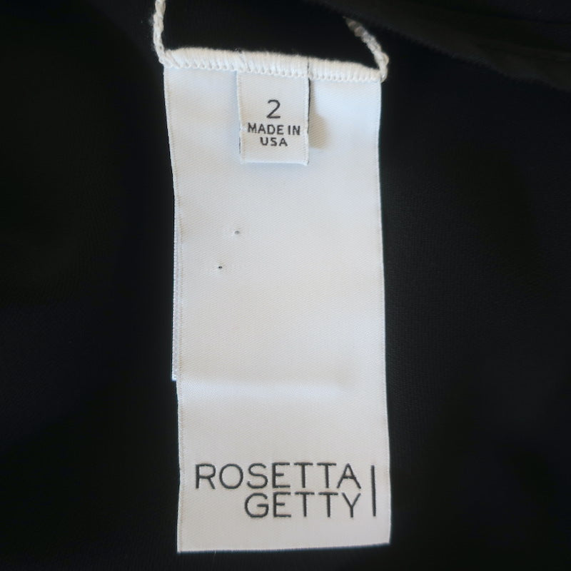 Rosetta Getty Blouson-Sleeve Jacket Black Leather-Trim Stretch Crepe Size 2
