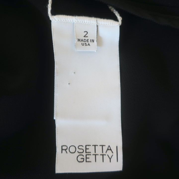 Rosetta Getty Blouson-Sleeve Jacket Black Leather-Trim Stretch Crepe Size 2
