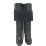 Christian Louboutin Majung Fringe Boots Black Leather Size 35.5