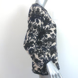 Tory Burch Floral Jacquard Sweater Cream/Black Wool-Blend Size Medium