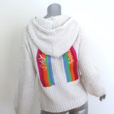 Zadig & Voltaire Anya Rainbow Zip-Up Hoodie Sweater Ecru Cotton Size Extra Small