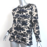 Tory Burch Floral Jacquard Sweater Cream/Black Wool-Blend Size Medium