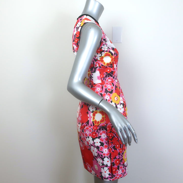 Victoria Victoria Beckham Structured Mini Dress Floral Print Satin Size US 4