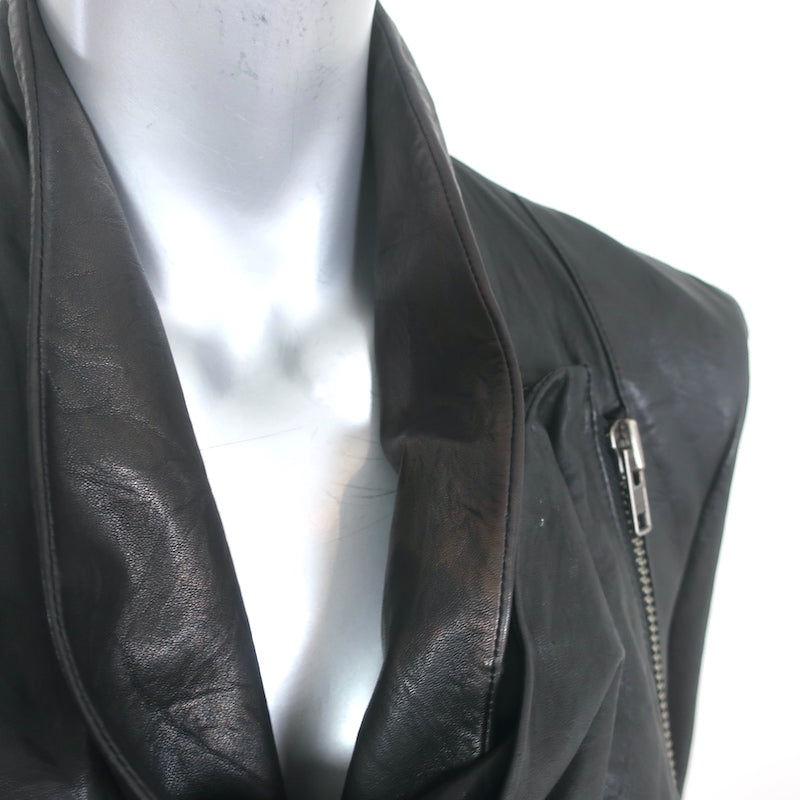 Helmut Lang Kiln Draped Leather Jacket Black Size Medium